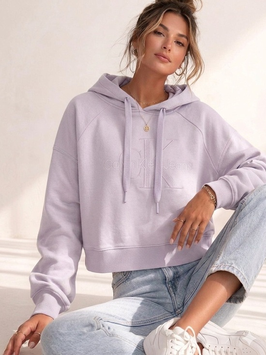 Calvin Klein Tops - Calvin Klein Lavender Logo Hoodie size large